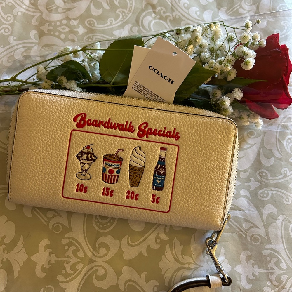🍭 Coach Signature Long Zip Around Wallet Boardwalk Specials Ice Cream Soda New